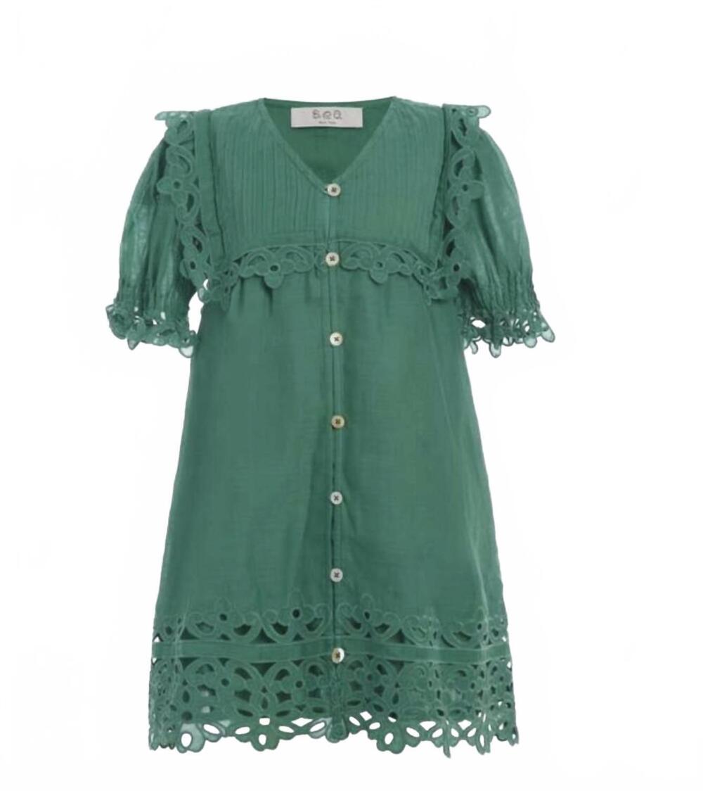 NEW SEA girl's leila eyelet dress in green